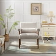 thumbnail image 2 of Accent Chair, Mid-Century Modern Armchair with Pillow Upholstered Lounge Arm Chair with Solid Wood Frame & Soft Cushion for Living Room, Bedroom, Belcony, Cream, 2 of 7
