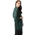 thumbnail image 2 of Defitshape Women's Sheer Shawl Travel Scarf Fall Summer Fashion Lightweight Thin Spring Soft Pashmina Shawl Dark Green One Size, 2 of 5