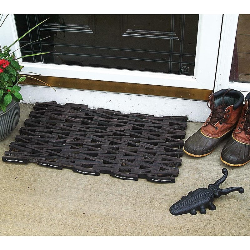 2020 HDPE-MAT UV Resistant Heavy Duty Waterproof Front Door Mat Red Stylish Handcrafted Recycled Plastic Poly Lumber Slats Eco Friendly for Outdoor Entrance Patio Garage Entry 