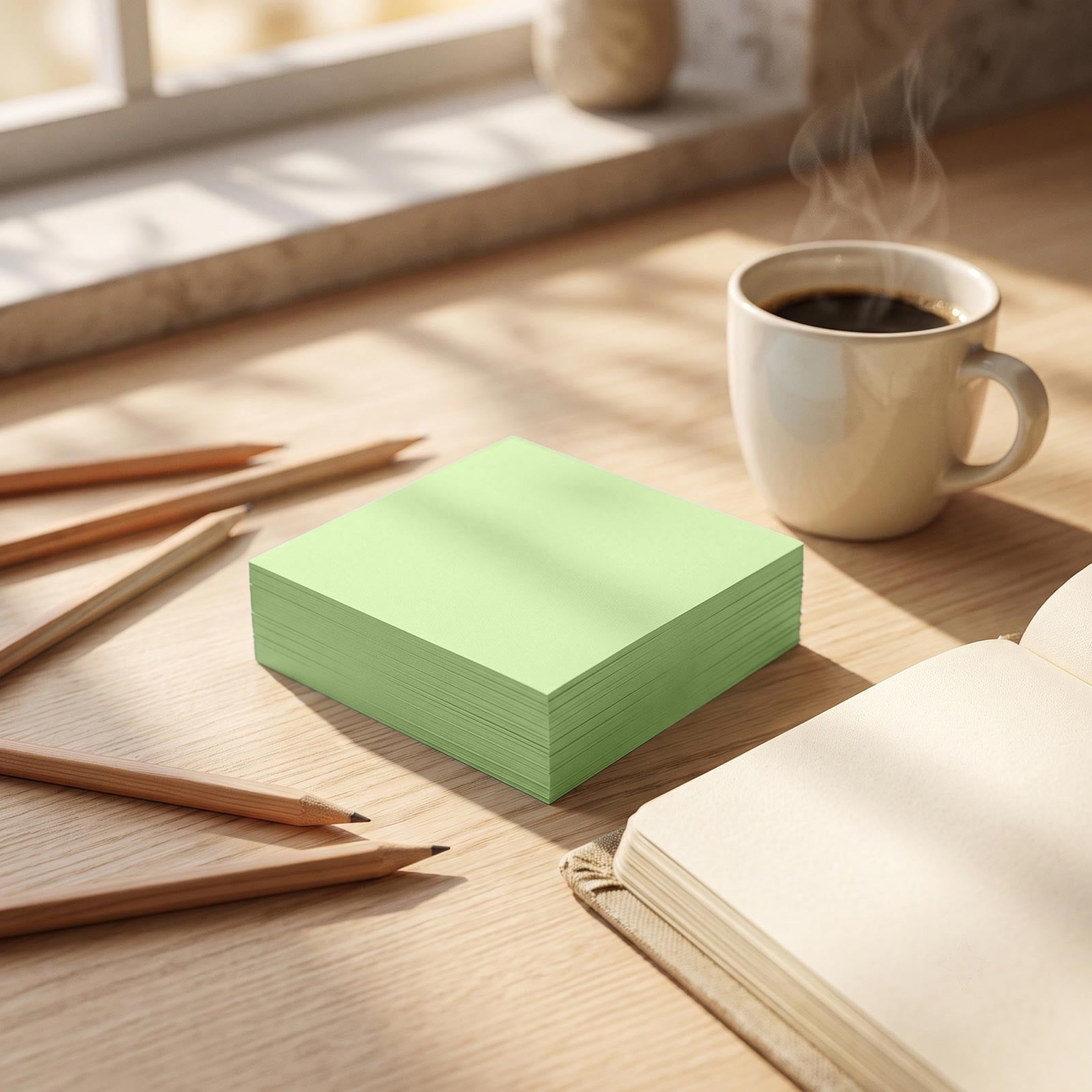 100‑Pack Reusable Self‑Adhesive Sticky Notes – 3x3 in Tear‑Off Memo Pads Removable Green Stickies for Office Home Bookmarking & Daily Organization