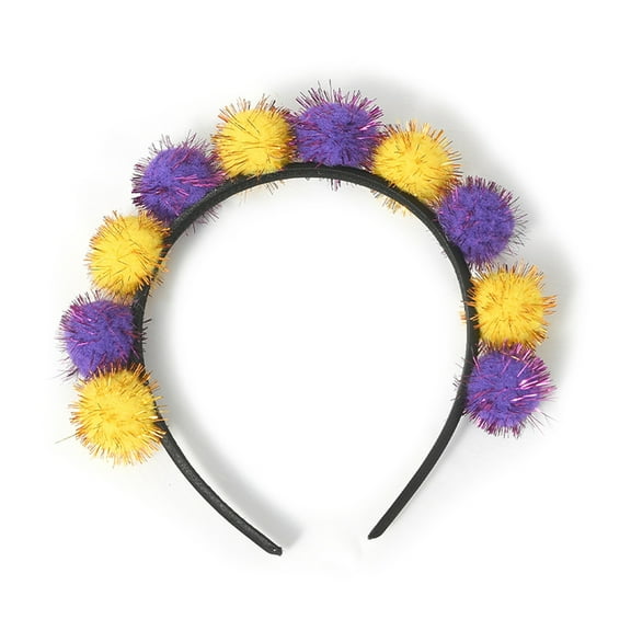 Mardi Gras Headbands for Women - Colorful Pompoms Headpiece Festive Headband Masquerade Headwear Party Ball Prom Decoration Headpieces