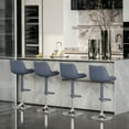 thumbnail image 2 of EOP Upholstered Bar Stools Set of 4, Adjustable Swivel Counter Height Bar Chairs with Backrest, Modern PU Leather Counter Stools for Bar, Kitchen, Dining Room, Blue, 2 of 14