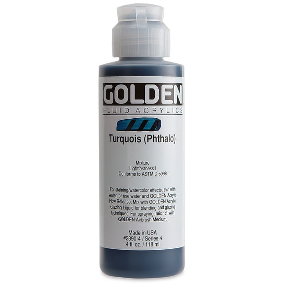 Golden Fluid Acrylic Paint, 4 oz,Turquois (Phthalo)