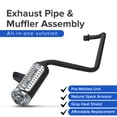 thumbnail image 3 of AlveyTech Muffler & Pipe Assembly for Coleman AT125-EX ATV, 4-Wheels Engine Part, Matte Black Finish, 3 of 9