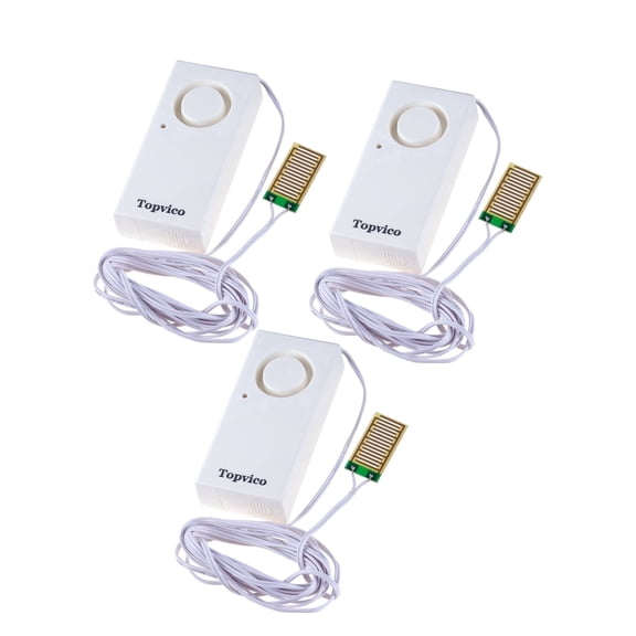 Topvico Water Leak Detectors for Home, Basements, Sump Pump, Under Sink, Moisture Alarm Sensor, 120dB Battery Operated Flood Alert, 3-Pack (95 Inch Cable)