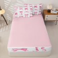 thumbnail image 4 of Manfei Pink Bow Heart Zipper Full Size Comforter Sets with Fitted Sheet and 2 Pillowcases For Girls,Cartoon Stars Accent Zipper Bedding Set For Kids,Pink Reversible,4 Pieces, 4 of 7