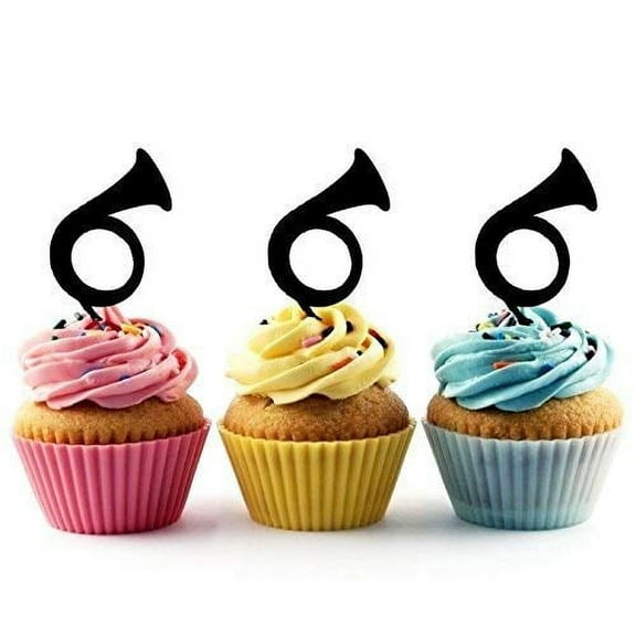 Whimsical Practicality's French Horn Silhouette Acrylic Cupcake Toppers 12 pcs