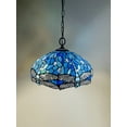 thumbnail image 2 of Jarri Lights Sea Blue Dragonfly Tiffany Hanging Lamp 16in,Crystal Bead Lampshade, Pendant,, 2 of 6