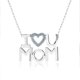 thumbnail image 1 of JeenMata Collar con Colgante de Corazón Abierto Adornado con Piedra Azul Hielo Te Amo Mamá en Oro Blanco de 18 K sobre Plata - Piedra Natal de Marzo - Regalo para Mamá, 1 of 5