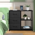 thumbnail image 2 of ACCVER 3-Drawer Fabric Dresser with Shelves, Closet and Chest for Bedroom, Clothes Storage Organizer, for Living Room, Apartment, Dark Grey, 2 of 7