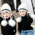 thumbnail image 5 of ZACPNCV Girls Winter Cover Ears Beanie Hat Ear Flaps Ski Snow Hats Knit Fleece Lined Hats White, 5 of 5