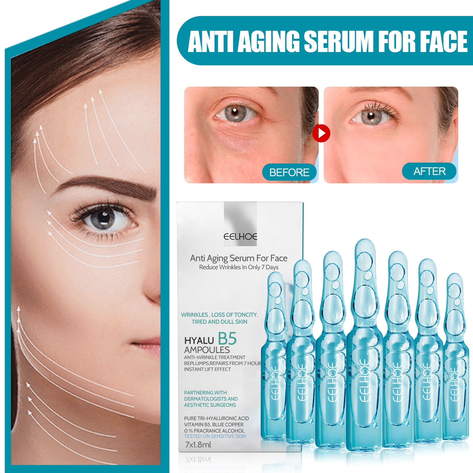 EELHOE AntiAging Ampoule Serum With Vitamin B5, Hyaluronic Acid And