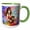 Green/White, variant on 3drose, Redhead Woman in Colorful Dress Hugs Her Cat. Colorful Gift, Charm, 15oz Two-tone Red Mug