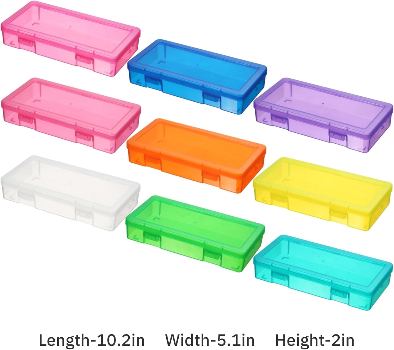 Plastic Small Storage Bins with Lids for Organizing, Mini Clear Storage Containers and Stackable Storage Box Organizer for Pencil Boxes, Task Boxes, Crayon Boxes (9 Pack Medium -Color)