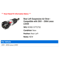 thumbnail image 2 of Rear Left Suspension Air Strut - Compatible with 2001 - 2006 LS430 2002 2003 2004 2005, 2 of 2