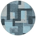 thumbnail image 5 of HomeRoots 613237 8 ft. Sky Blue, Denim Blue & Gray Round Geometric Washable Indoor & Outdoor Area Rug, 5 of 5