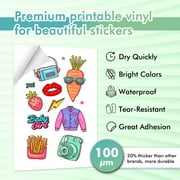 Koala Printable Vinyl Sticker Paper 8.5x11 Inches Waterproof Matte White Full Sheet Label for Inkjet Printer 20 Sheets, Repositionable Sticker Sheets