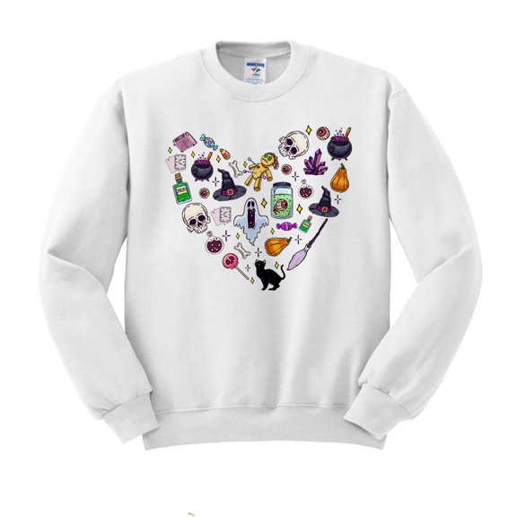 Halloween Heart Sweatshirt Unisex Large White