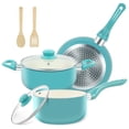 thumbnail image 1 of M MELENTA 7-Piece Nonstick Ceramic Cookware Set, Compact Kitchen Pots and Pans Set, Induction Cookware with Frying Pan & Saucepan, 1 of 5