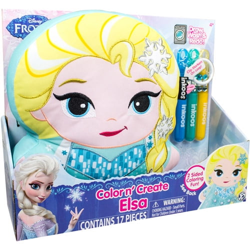 BRAND NEW Inkoos Frozen Elsa Colour & Create Draw Wash Redo doodle Soft Toy Doll 