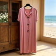 thumbnail image 5 of Blmnix Nightgown for Women Sleepshirts Bamboo Nightgown Lightweight Nightgowns Nightgowns Short Sleeve V-Neck Pink Long Summer Nightgowns for Women, 5 of 5