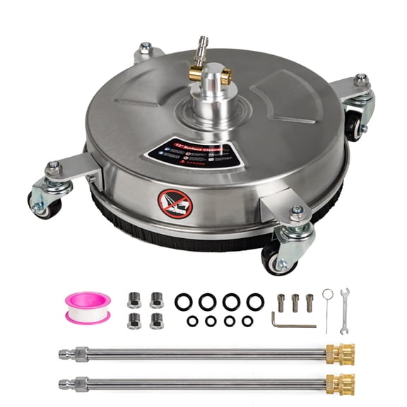 ECCPP 13 Inch Pressure Washer Surface Cleaner with 4 Wheels Stainless Steel for Household Cleaning 1/4" Quick Connector