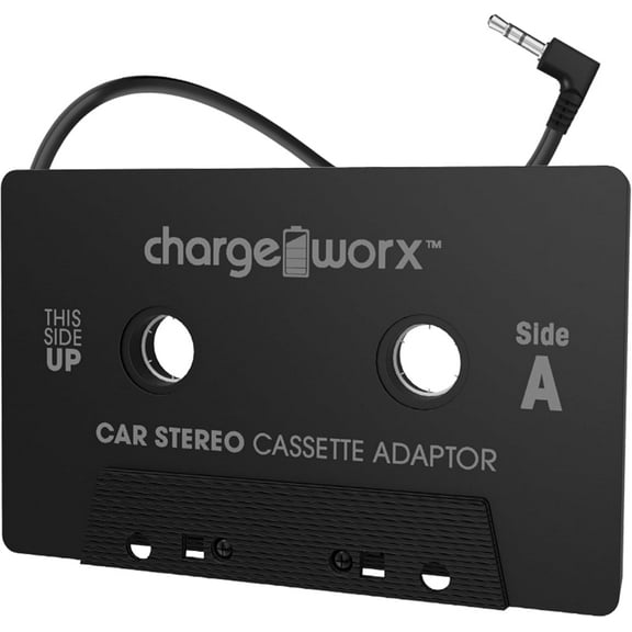 CHARGEWORX Cassette Adapter for Car, Wired 3.5MM Universal AUX Plug for Smartphones, MP3 Players, 31” Cable, Cassette Aux Adapter for Car Cassette Deck, Cassette Tape Aux Cord for Car, Black
