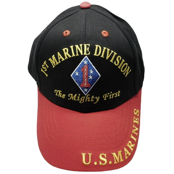 1st Marine Division The Mighty Black Red Embroidered Cap Hat Officially Licensed