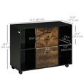 thumbnail image 2 of Rustic Brown Mobile File Cabinet with Lockable Drawer & Open Shelves - Printer Stand for Office, Living Room, or Home Workspace - 31.5” W x 24.4” H, 2 of 7