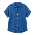 thumbnail image 6 of QUNYINEY Casual Button Down Shirts for Women Work Collared Short Sleeve Tunic Tops Summer Solid Loose Fit Shirts, 6 of 6