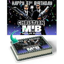 Men in Black Edible Image Cake Topper Personalized Birthday Sheet Decal Banner 1/4 Sheet