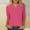 Hot Pink, variant on Ayolanni Plus Size Woman Clothes Black 3/4 Sleeve V-Neck Solid Blouses T Shirts for Teen Girls L