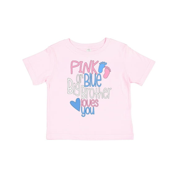 Inktastic Pink or Blue, Big Brother Loves You Footprints and Heart Boys Toddler T-Shirt