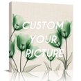 thumbnail image 2 of Green Floral Wall Art Painting on Canvas, Elegant Tulip Vintage Wildflower Plant Canvas Art Home Prints Wall Art Framed Modern Artwork for Living Room Bedroom Wall Decor 16x16in, 2 of 9