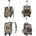 thumbnail image 7 of Wheeled Pet Carrier Backpack Pet Stroller, Travel Carrier, Car Seat for Dogs Cats Puppy, Comfort Cat(Brown) Backpack Removable Rolling Wheels–Mesh Ventilation Windows, 7 of 7