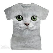 The Mountain GREEN EYES FACE Gray Adult Female Slightly Scooped T-Shirt