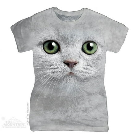 The Mountain GREEN EYES FACE Gray Adult Female Slightly Scooped T-Shirt