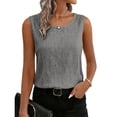 thumbnail image 6 of Lumtrix Dressy Tank Tops For Women Cotton Linen Gauze Shirts Sleeveless Summer Tunic Top Loose Fit Lightweight Comfy Casual Blouses Gray S, 6 of 8