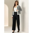 thumbnail image 3 of DARING DIVA Women's Striped Button Down Open Front Cardigan Sweater S White Black, 3 of 6