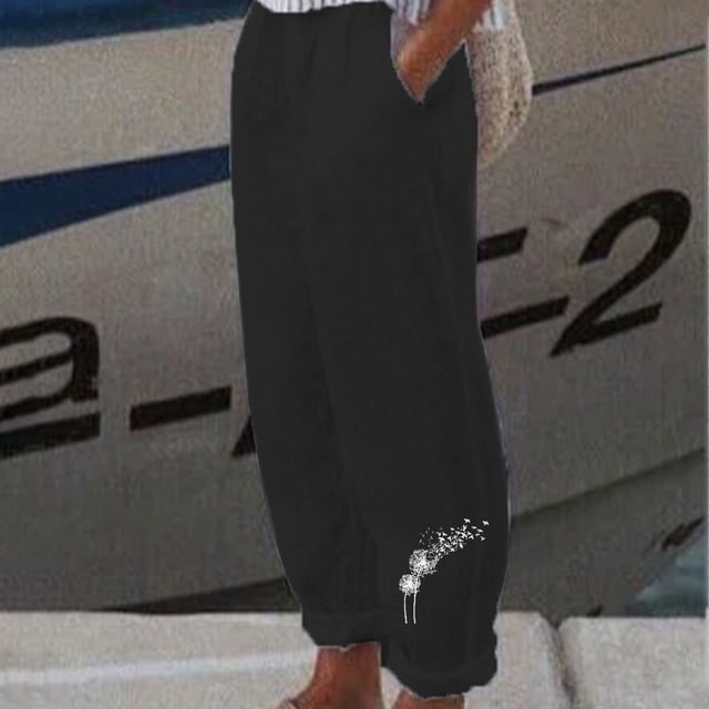 EQWLJWE Liquidation d'Économies d'Été! Pantalons pour Femmes 2023 Tendance Aguichant Mode Femmes Été Décontracté Ample Coton et Lin Pantalon à Poches Imprimé Pantalons