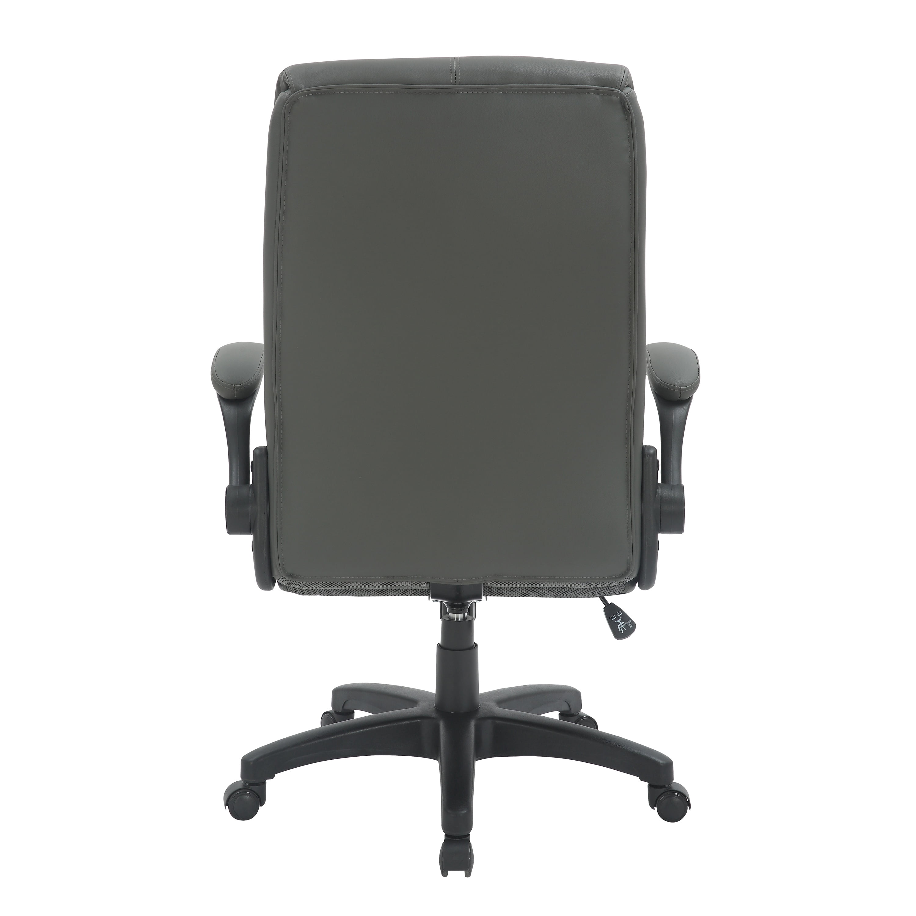 Ergonomic Faux Leather Office Chair, High Back Padded Executive Desk Chair with Flip-Up Armrests, Adjustable Height, Tilt Control, and Smooth-Rolling Wheels for Home and Office Desk, Grey