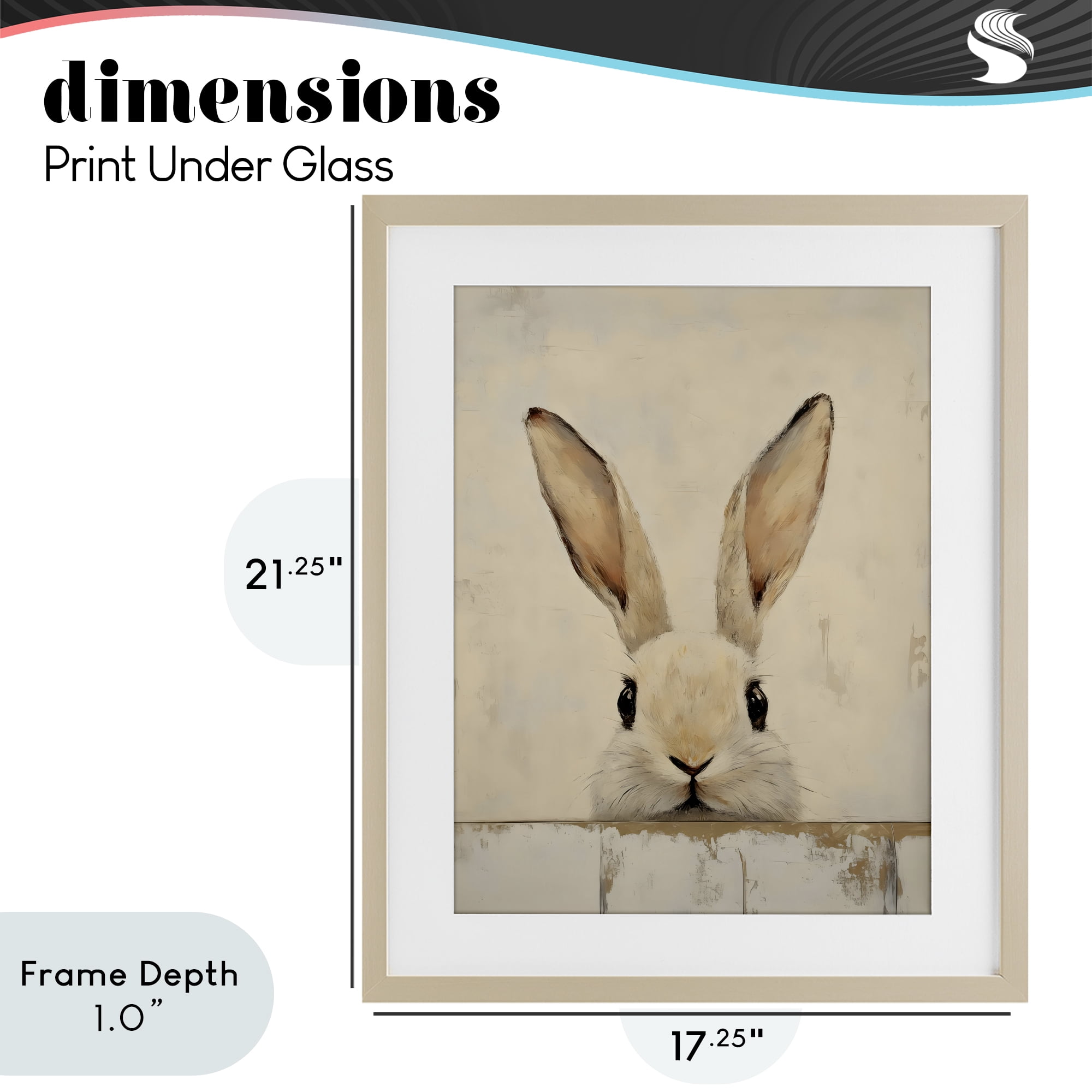 Stupell Industries Peeking Bunny in Soft Neutrals Birch Framed Print Under Glass, design by LSR Design Studio