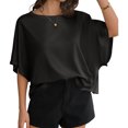 thumbnail image 4 of Summer Short Sleeve Oversize Loose Women Casual Batwing T Shirt Tops, 4 of 6
