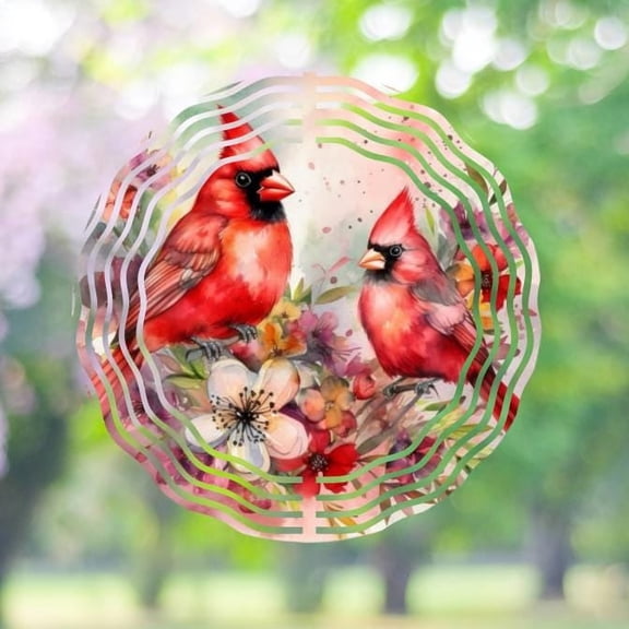 Cardinal Wind Spinner | Metal Garden Decor | Memorial Bird Spinner with Flowers | Sublimation Yard Art | Sympathy Gift