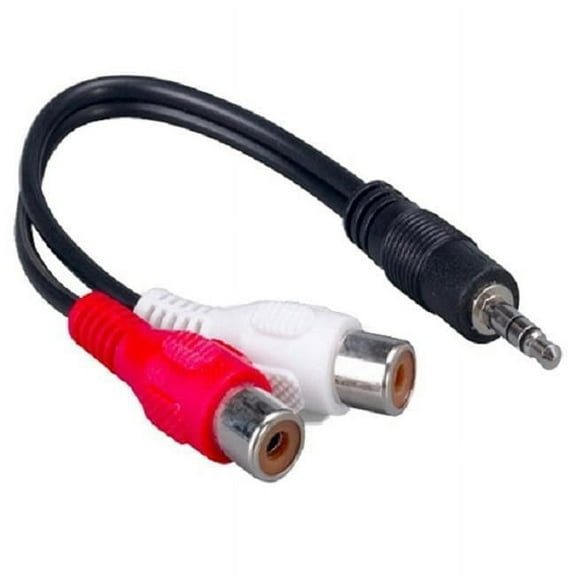 6 in. 3.5 mm Stereo to Dual RCA Audio Adapter Cable, Red & White