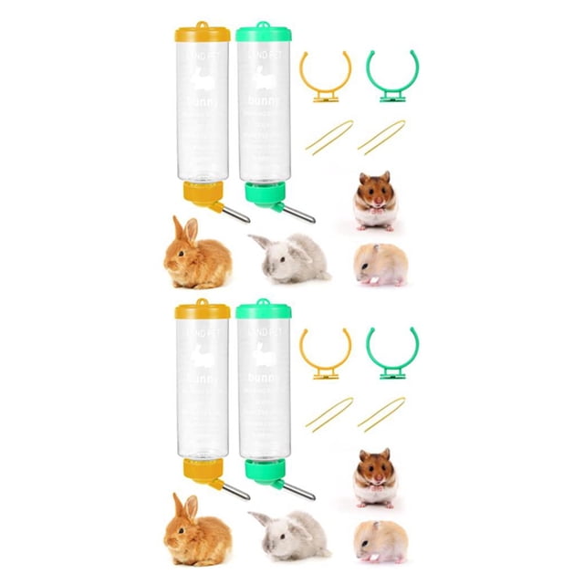 pitrice 2pcs/set Leak-Proof Small Animal Drinking Bottle Durable And Easy To Bottle For Small Animals yellow and green 2Set