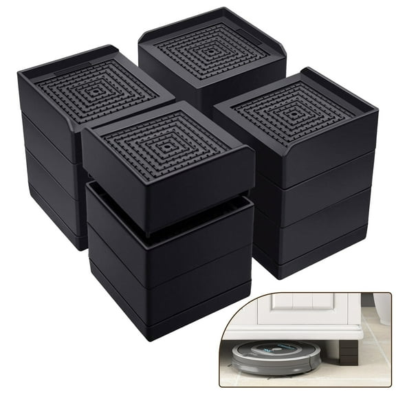 GMZW 4 Pack Heavy Duty Adjustable Furniture Risers - "3  inches & 4.3 inches " Heights, 1100 LBS Capacity for Bed Sofa Table Couch Desk Chair Legs,Square Design