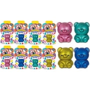 Squishy Gummy Bear Toy (8 Packs Assorted) JA-RU Sparkly Squeeze Stretchy Bear Stress Relief & Sensory Toy. Squishy Toys, Fidget Toys for Boys and Girls, Great Party Favor Plus 1 Sticker 4340-8s