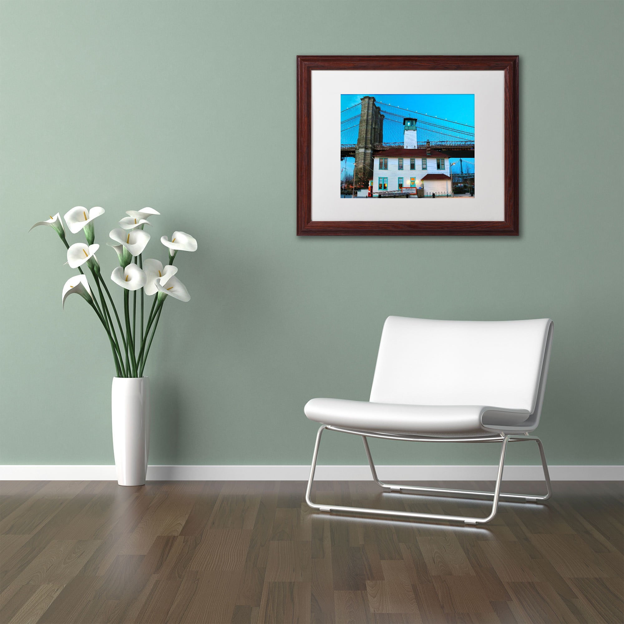 Trademark Fine Art "Brooklyn 1" Canvas Art by CATeyes, White Matte, Wood Frame