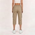 thumbnail image 5 of cocolona Womens Summer Casual Cargo Capri Pants Elastic Waist Drawstring Wide Leg Outdoor Hiking Cropped Pants with Pockets, 5 of 5